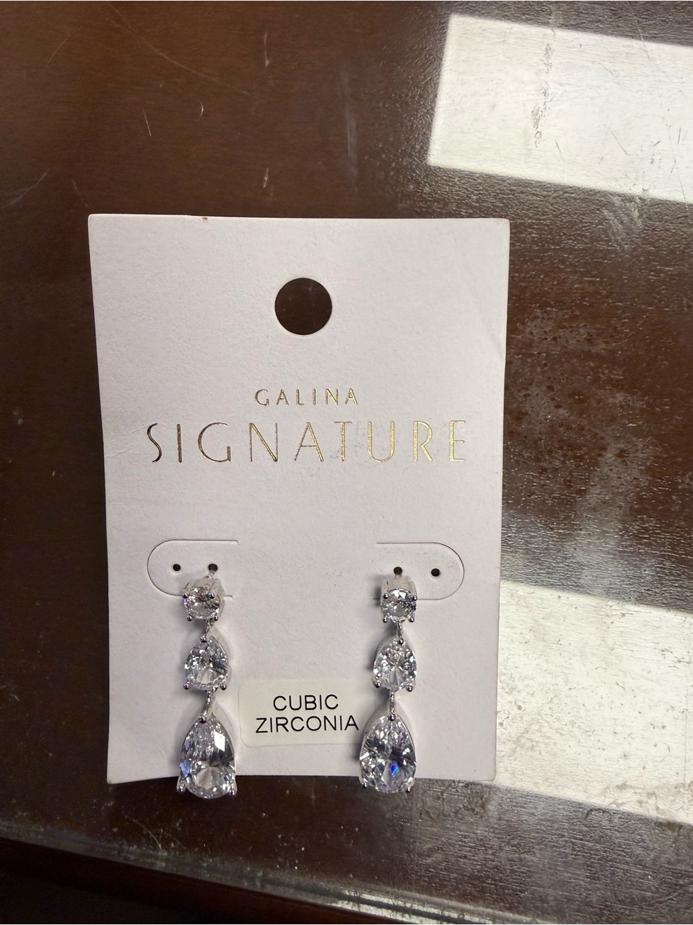 Galina Signature Silver Cubic Zirconia Teardrop Drop Earrings - White